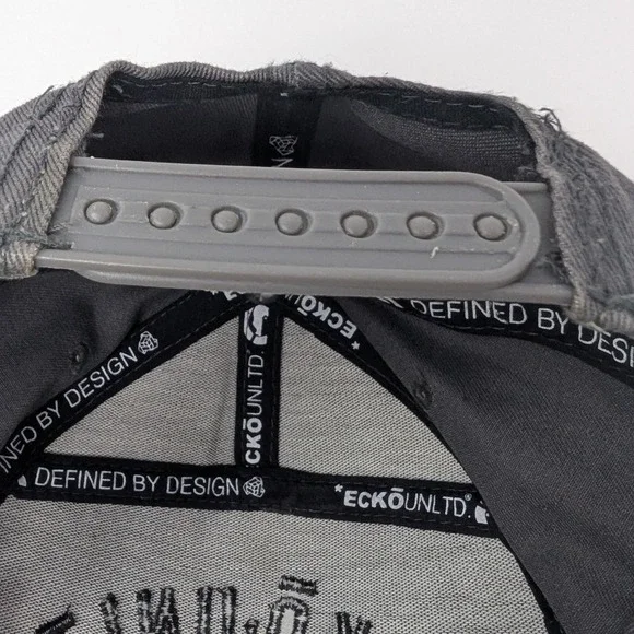 Ecko Unltd Gray Flat Brim Snapback Hat Y2K Vintage Rhino Logo 1972 - Picture 15 of 16